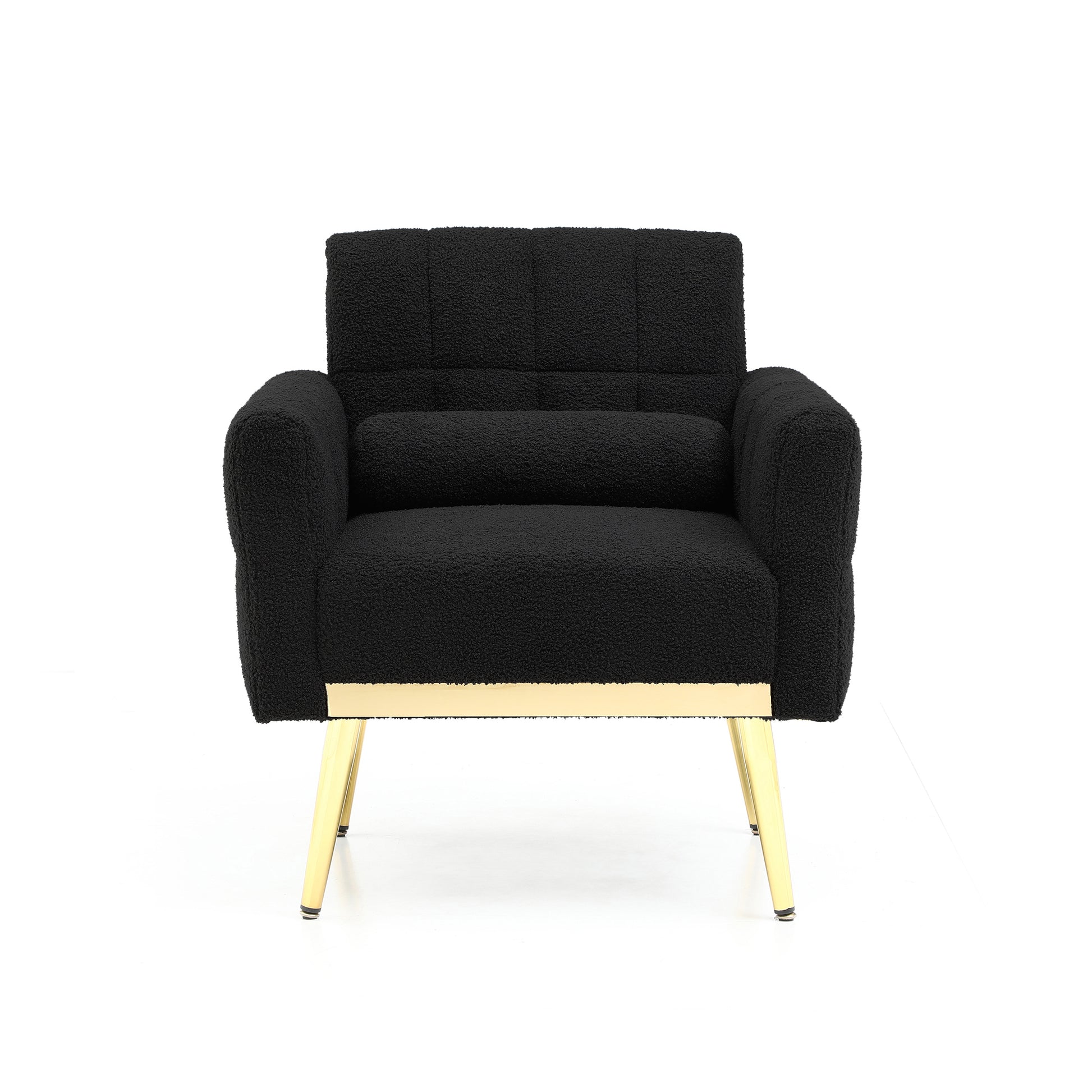 Black Teddy Fabric Accent Chair Modern Side Armchair with Gold Legs Sofa Chairs Reading Chair for Living Room Bedroom Waiting Room - Enova Luxe Home Store