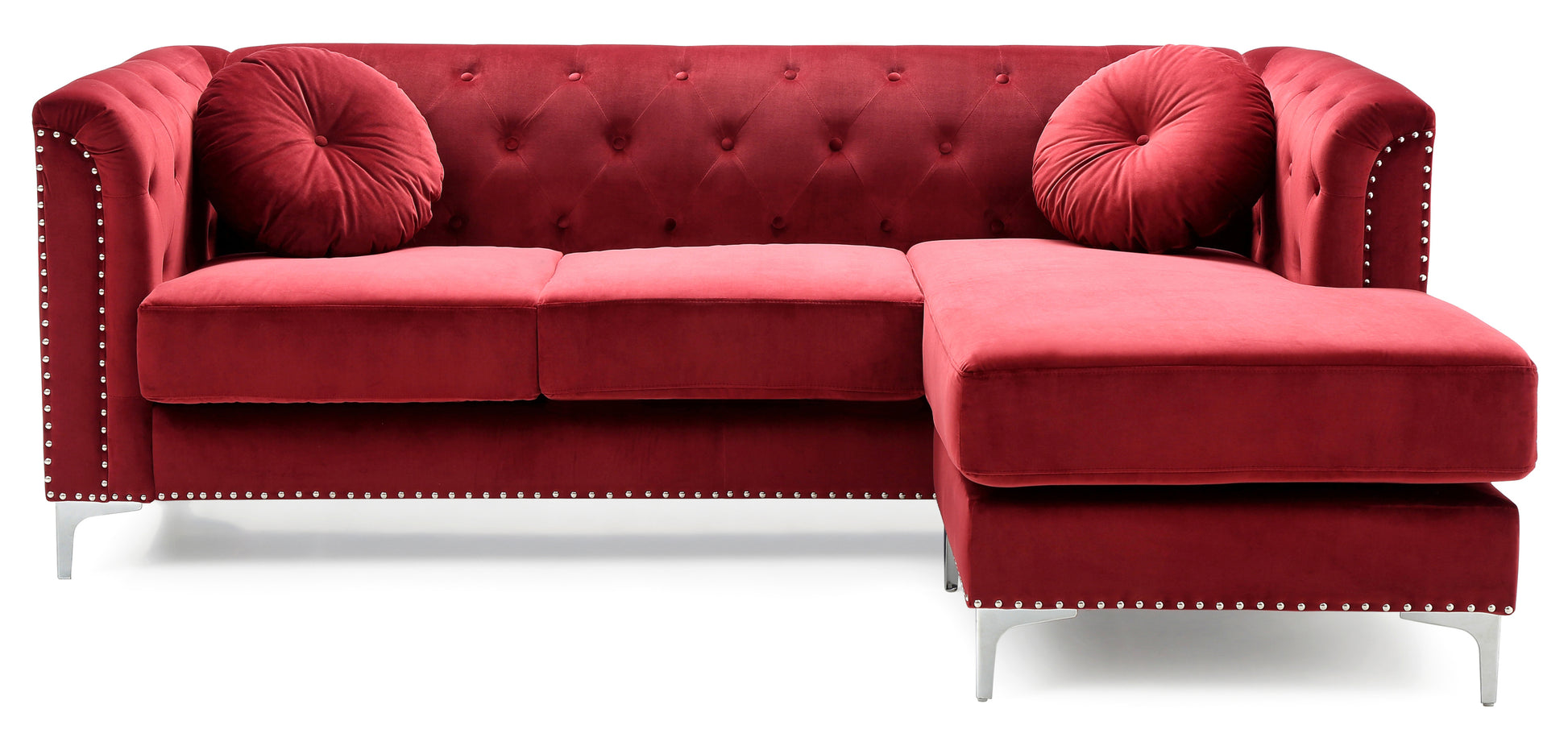 Glory Furniture Pompano G789B-SC Sofa Chaise ( 3 Boxes ) , BURGUNDY - Enova Luxe Home Store