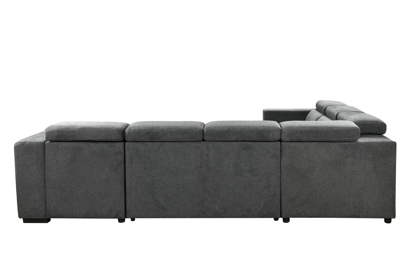 4 in 1 Modern U-Shaped 7-seat Sectional Sofa Couch with Adjustable Headrest, Sofa Bed with Storage Chaise,Pull Out Couch Bed for Living Room ,Dark Gray