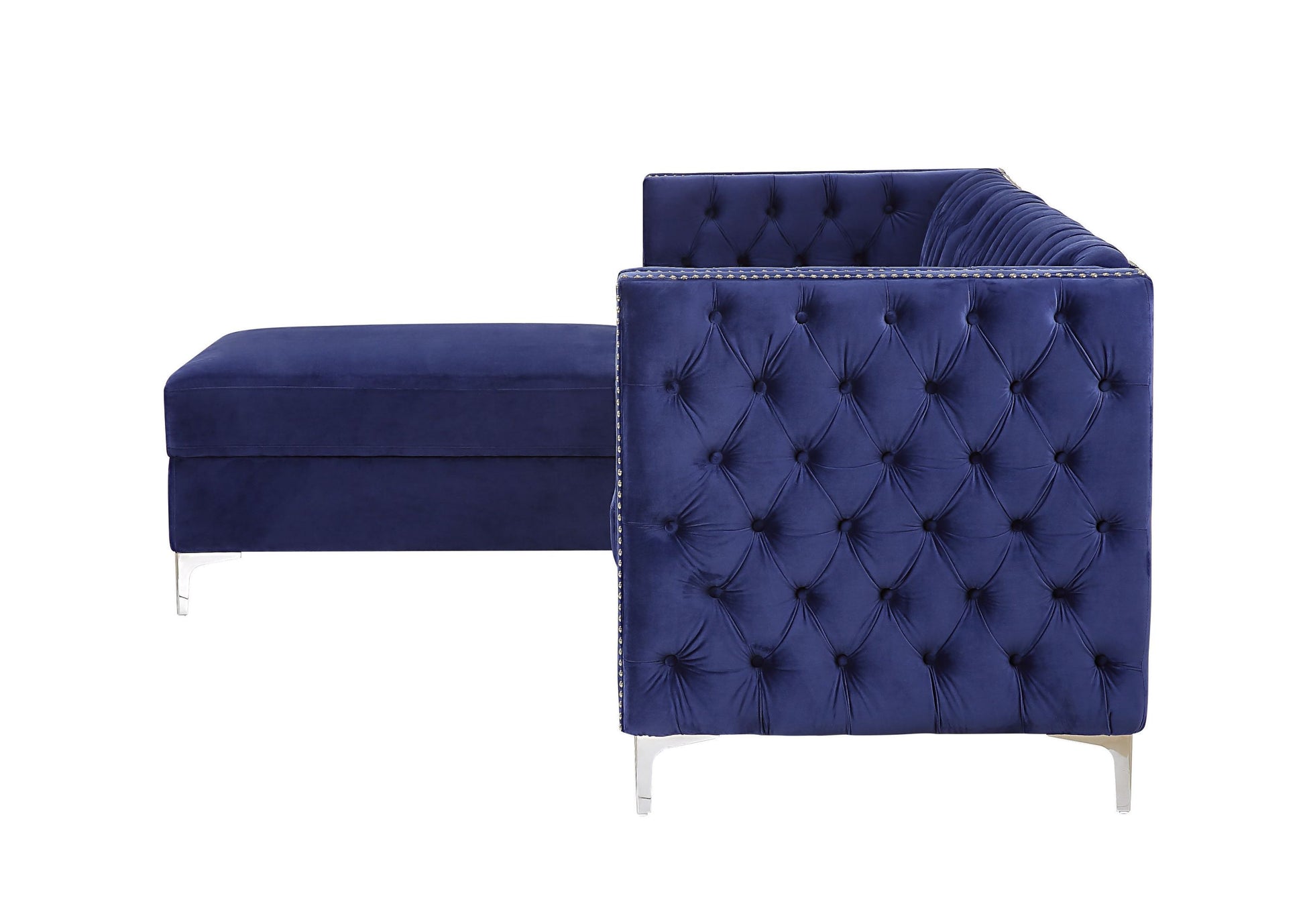 ACME Sullivan Sectional Sofa, Navy Blue Velvet 55490 - Enova Luxe Home Store