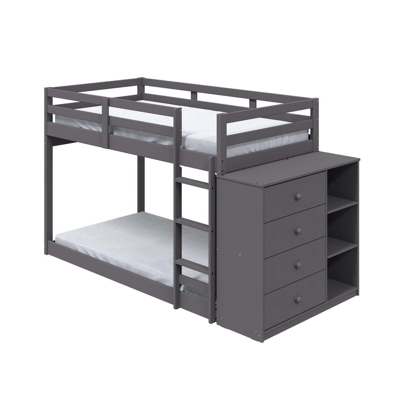 ACME Gaston Twin/Twin Bunk Bed w/Cabinet, Gray Finish BD01372 - Enova Luxe Home Store