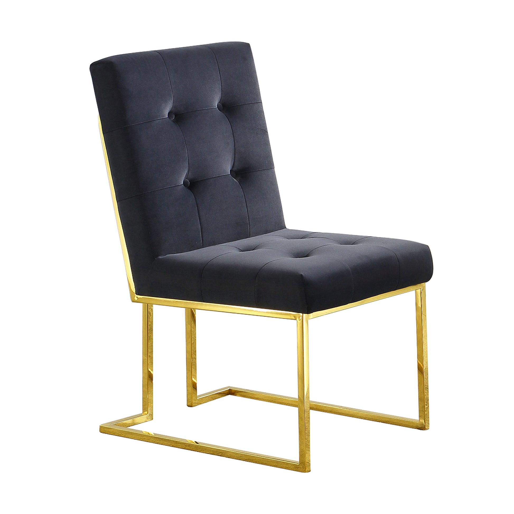 Modern Velvet Dining Chair Set of 2, Tufted Design and Gold Finish Stainless Base - Enova Luxe Home Store