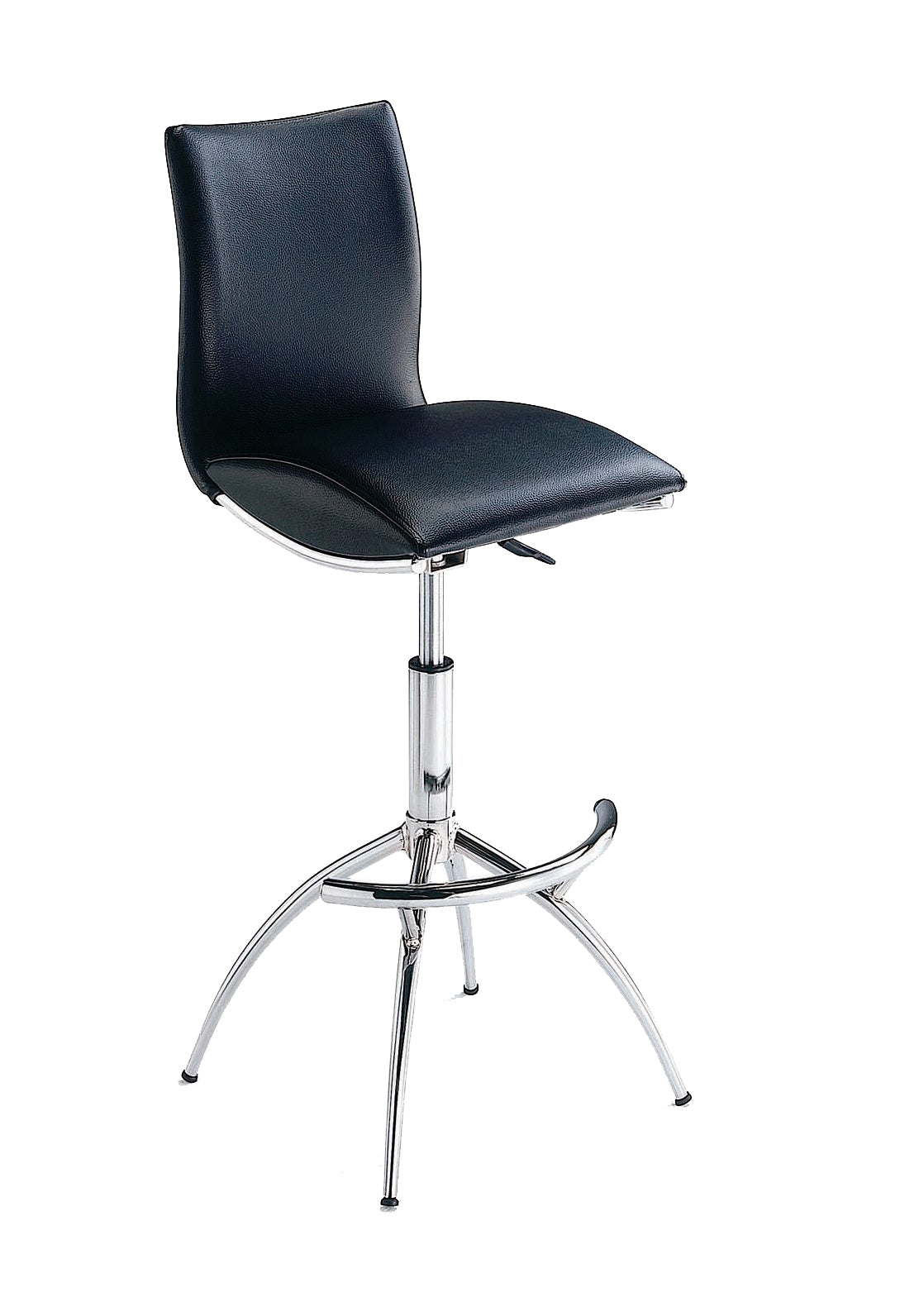Modern Barstool Leatherette/Chrome Adjustable Height In Black Color - Enova Luxe Home Store