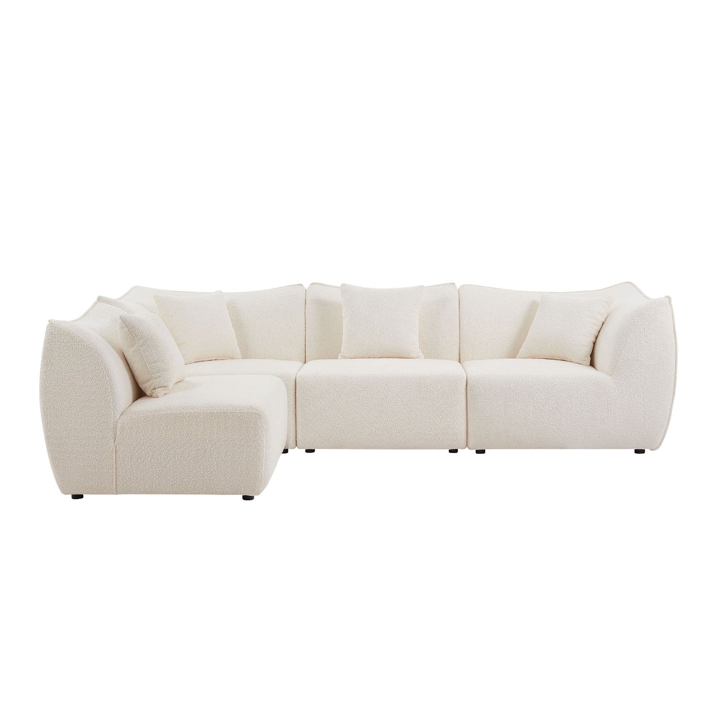 Combination Sectional Sofa Upholstery Leisure Wide Deap Seat 4 Seaters Living Room, Apartment, Office Beige.
