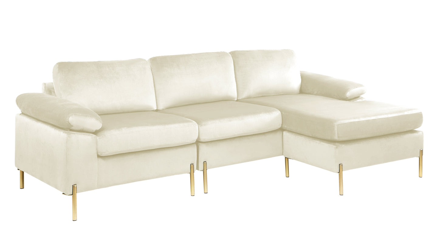 Shannon Velvet Sectional Sofa with Chaise - Enova Luxe Home Store