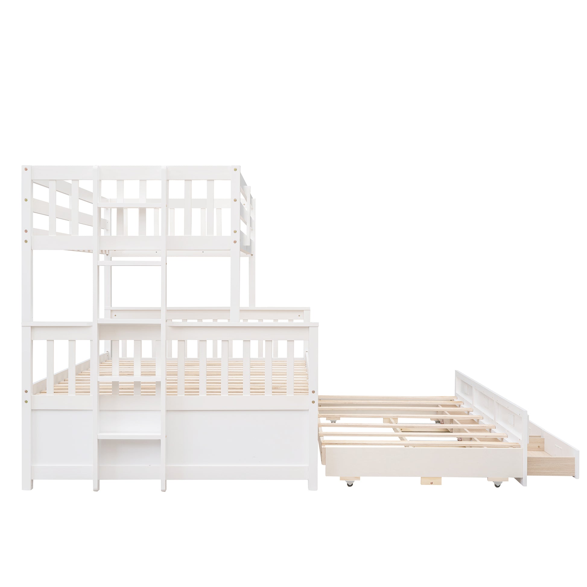 Twin-Over-Full Bunk Bed with Twin size Trundle , Separable Bunk Bed with Drawers for Bedroom - White - Enova Luxe Home Store