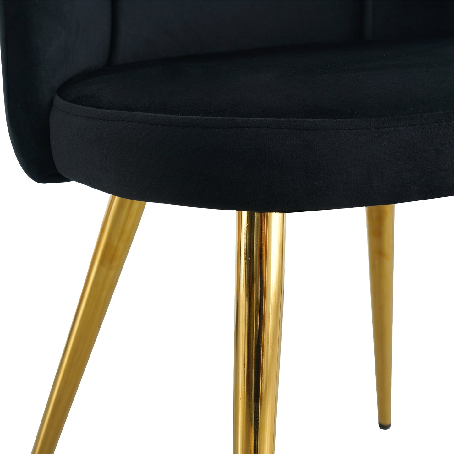 Modern simple velvet dining black chair home bedroom stool back dressing chair student desk chair gold metal legs(set of 4)