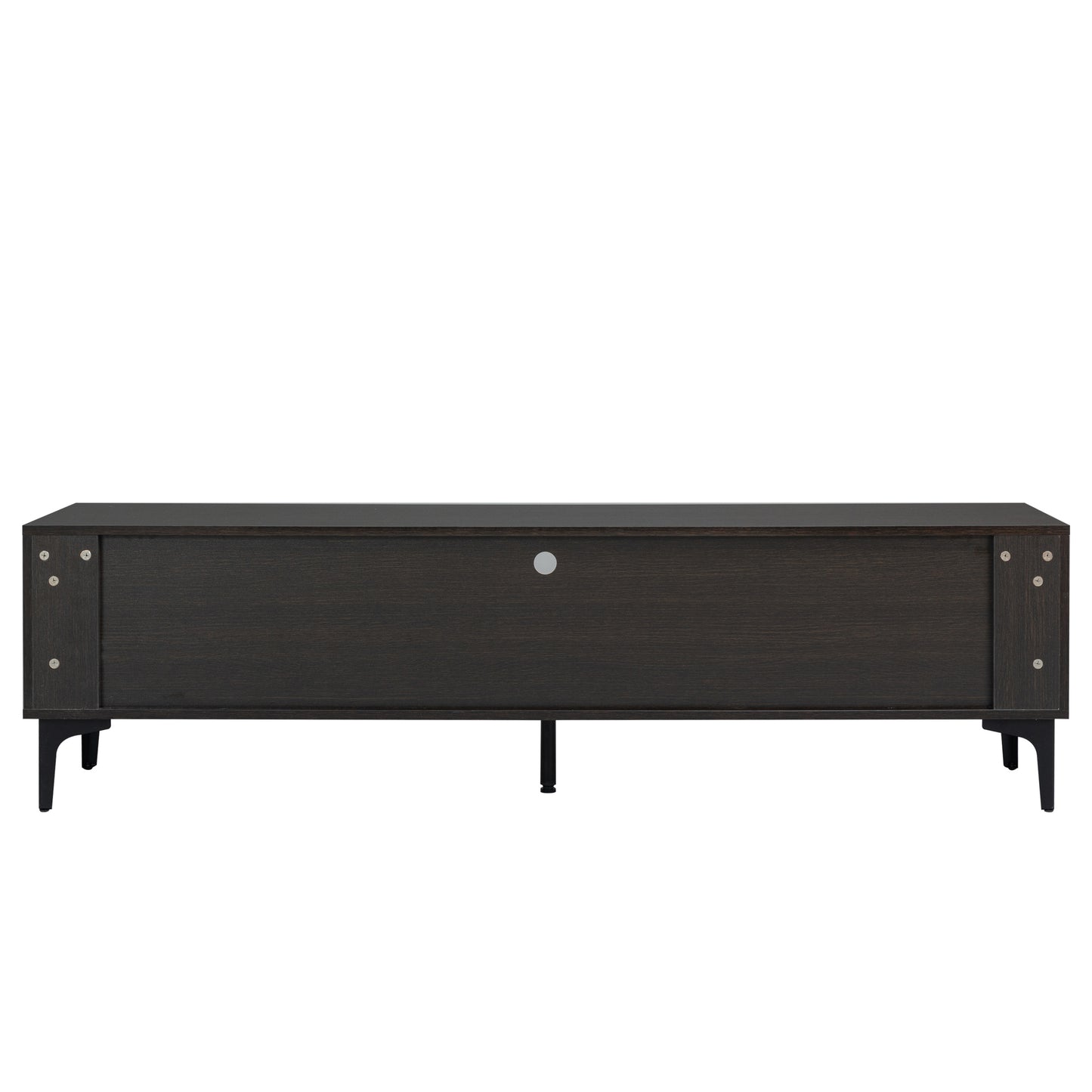 TV stand,TV Cabinet,entertainment center,TV console,media console,with LED remote control lights,UV bloom drawer panel,ferrous legs,can be placed in the living room, bedroom, color: Dark Brown+black