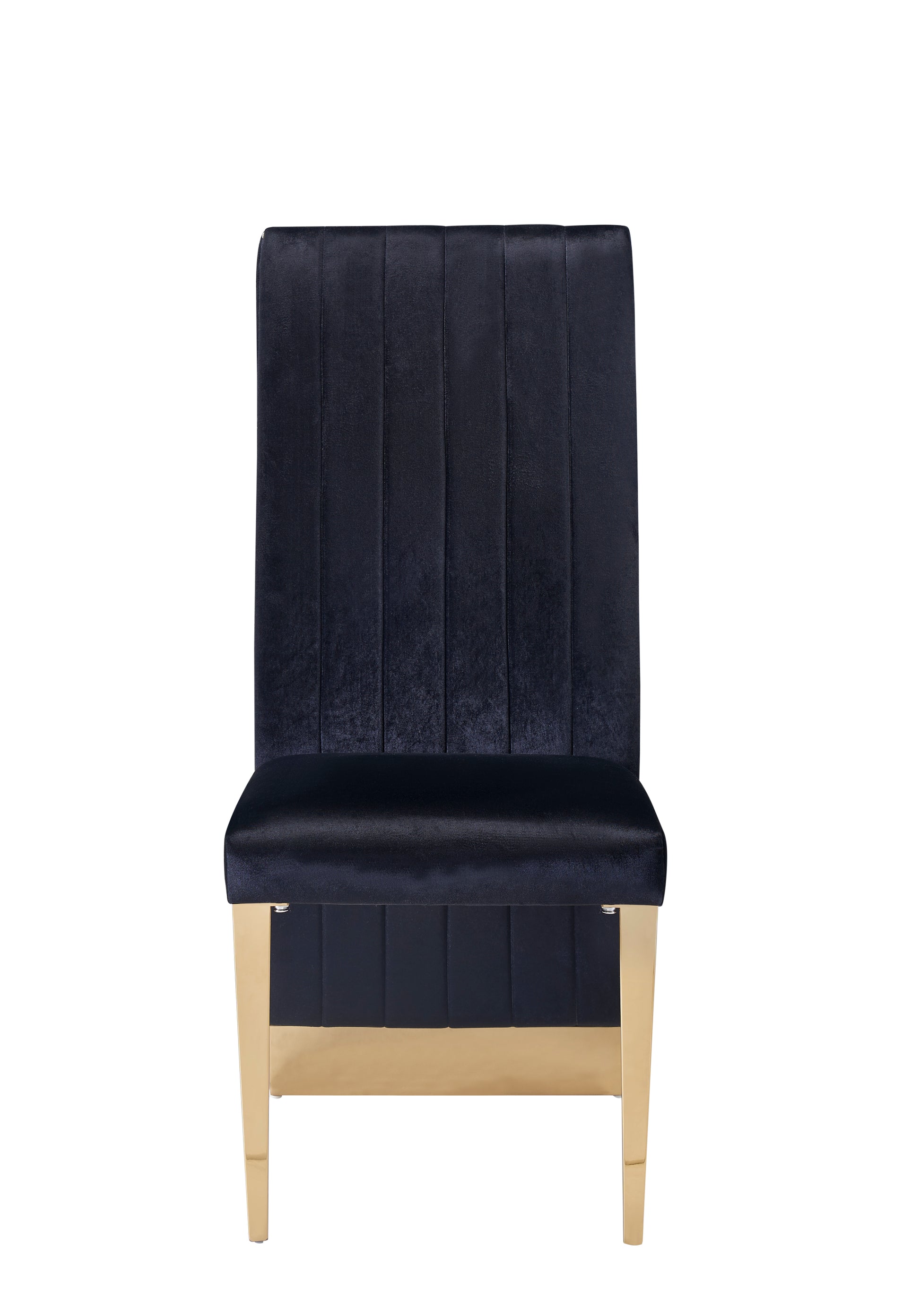 Modrest Keisha Modern Black Velvet and Gold Dining Chair Set of 2 - Enova Luxe Home Store