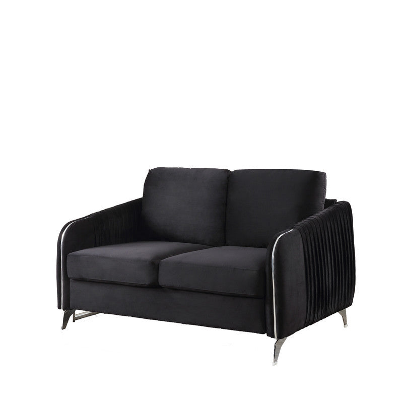 Hathaway Black Velvet Fabric Sofa Loveseat Living Room Set - Enova Luxe Home Store