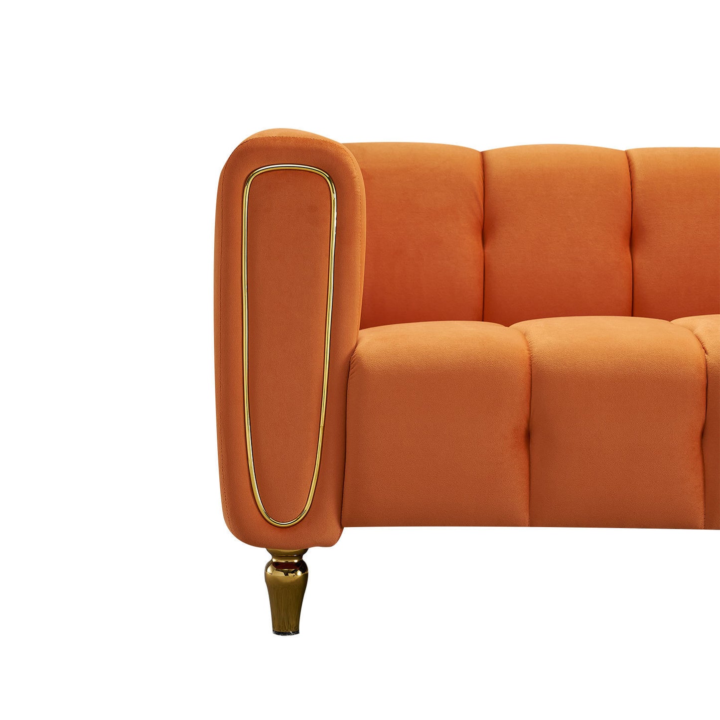 Modern Velvet Sofa 83.07 inch for Living Room Orange Color - Enova Luxe Home Store