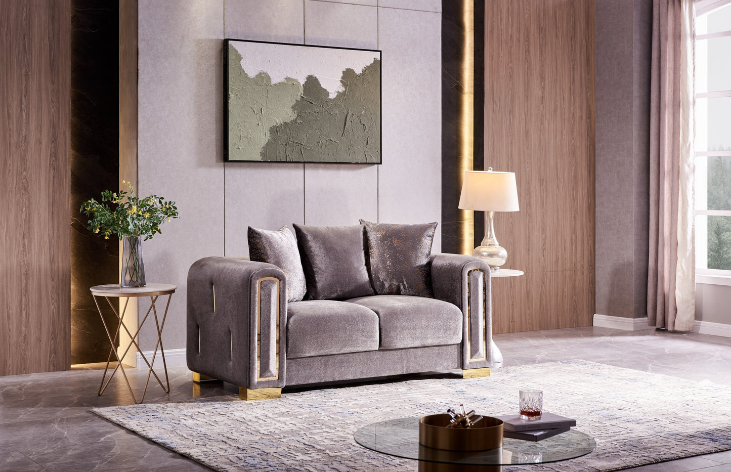 Impreza 2Pc Modern Living Room Set  in Silver