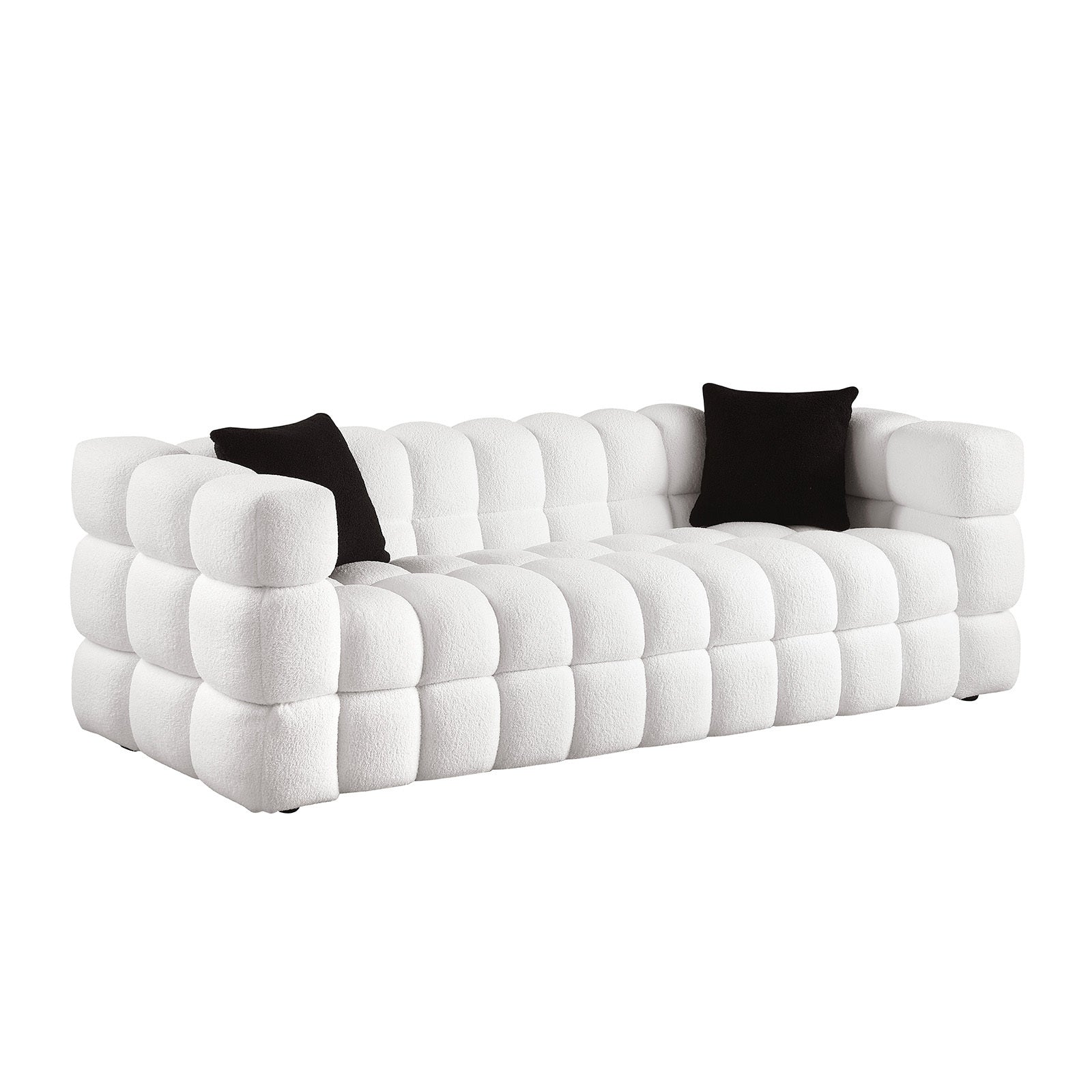 length ,35.83" deepth ,human body structure for USA people,  marshmallow sofa,boucle sofa ,White color,3 seater - Enova Luxe Home Store