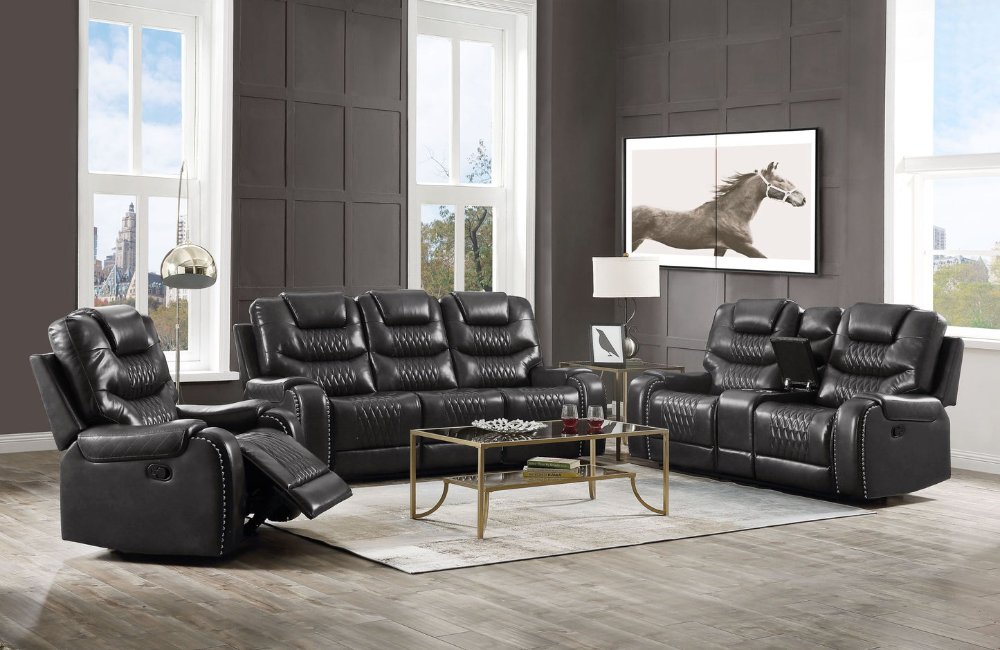 ACME Braylon Sofa (Motion), Magnetite PU 55410 - Enova Luxe Home Store