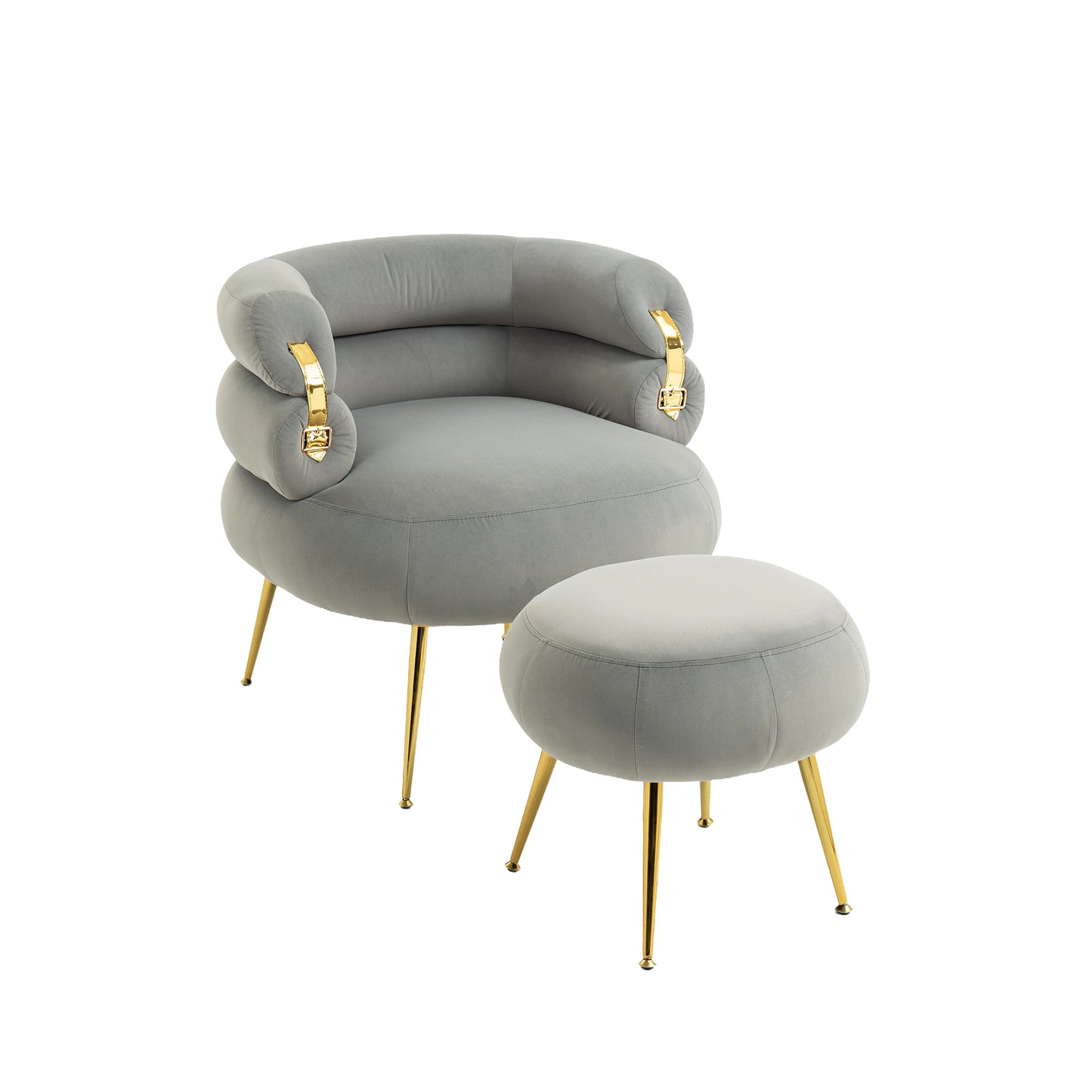 COOLMORE Velvet Accent Chair Modern Upholstered Armchair Tufted Chair with Metal Frame, Single Leisure Chairs  for Living Room Bedroom - Enova Luxe Home Store