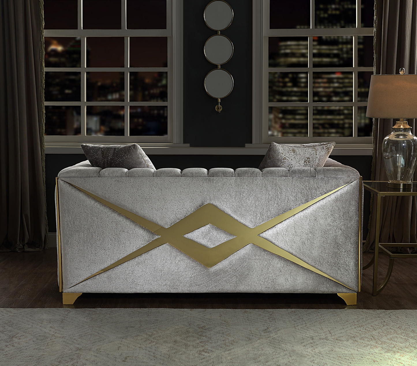 Velencia 2Pc Modern Living Room Set  in Silver