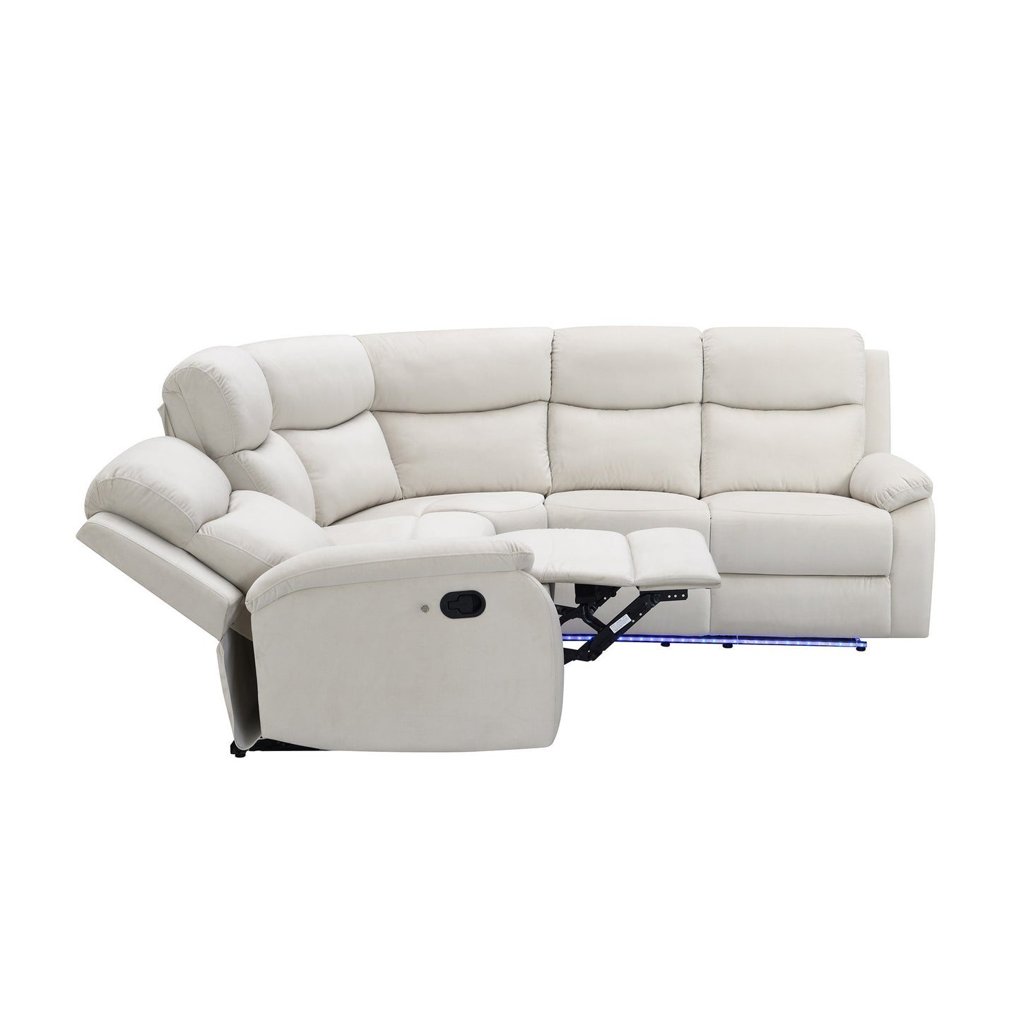 82.6" Home Theater Seating Seats Manual Chairs Recliner with LED Light Strip for Living Room, Beige