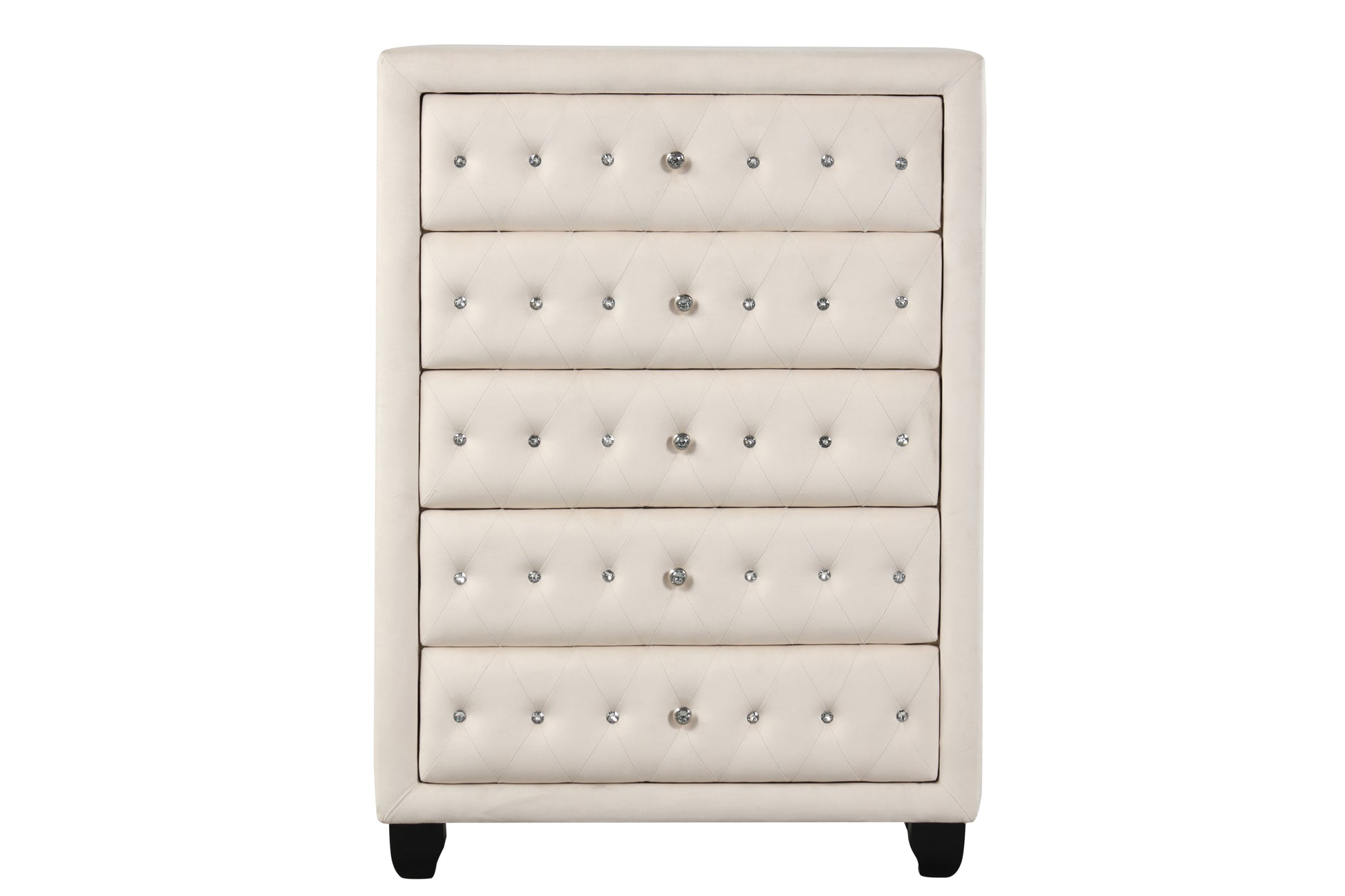 Sophia Crystal Tufted Full 5 Pc Bed Made with Wood in Cream - Enova Luxe Home Store