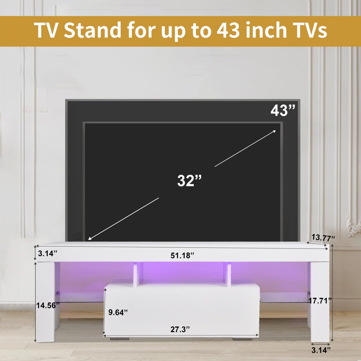 TV stand with Storage 43 inch LED Modern TV Media Console Entertainment Center with Drawer TV cabinet for Living Room Bedroom - Enova Luxe Home Store