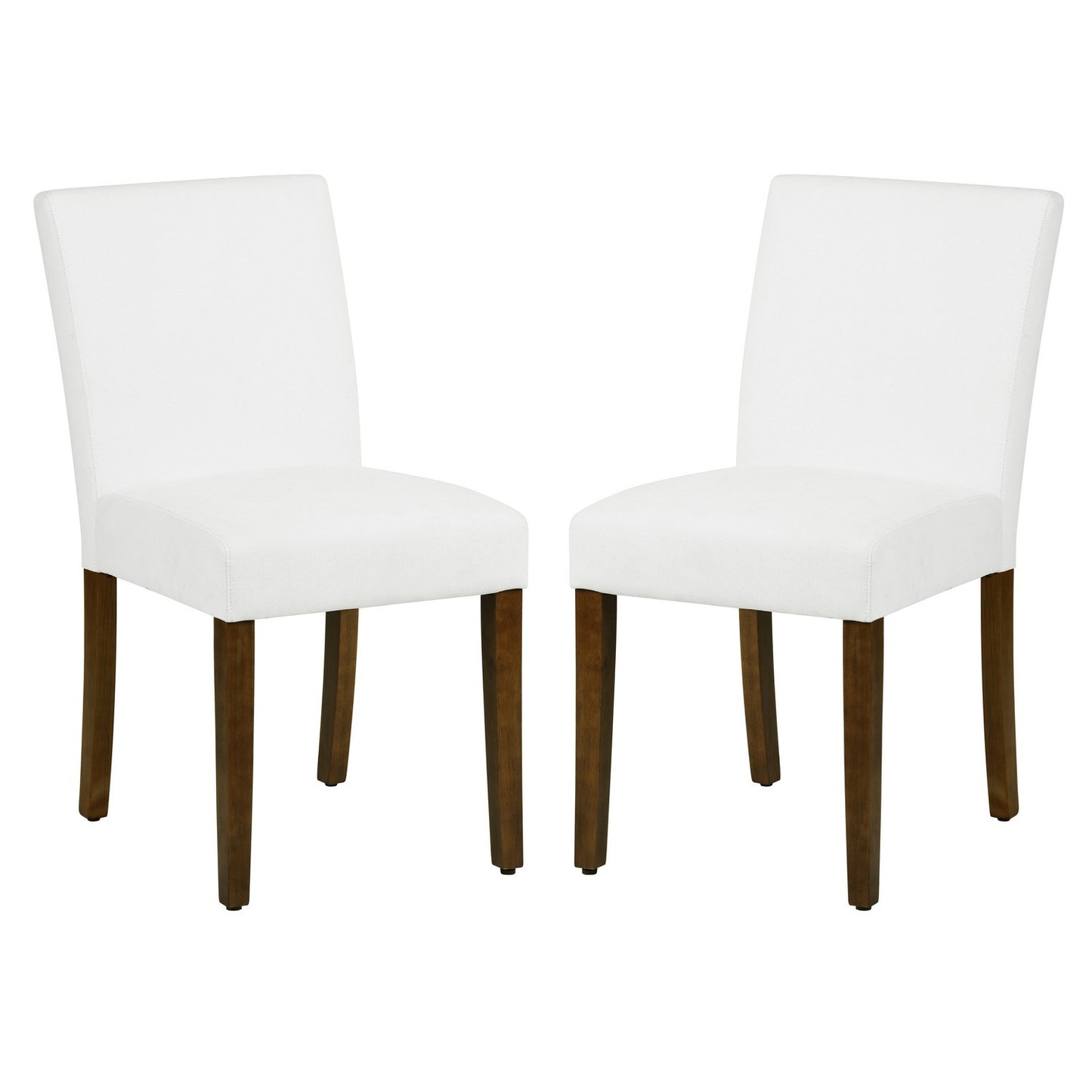 Upholstered Dining Chairs Set of 2 Modern Dining Chairs with Solid Wood Legs, WHITE