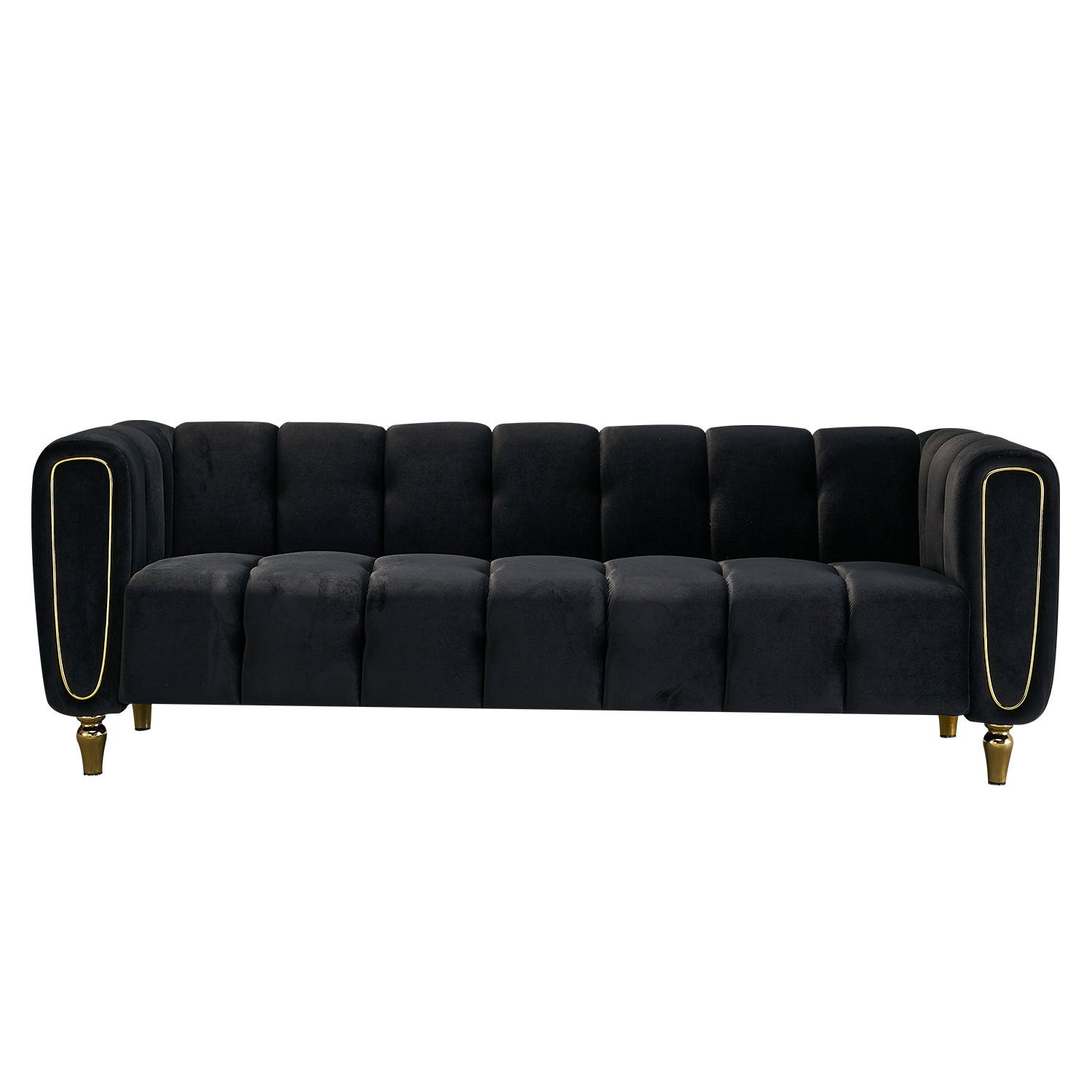 Modern Velvet Sofa 83.07 inch for Living Room Black Color - Enova Luxe Home Store