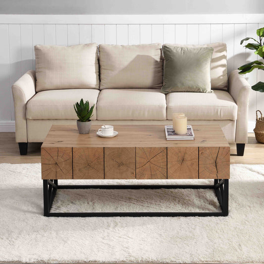43.31'' Luxury Coffee Table with Two Drawers, Industrial Coffee Table for Living Room, Bedroom & Office - Enova Luxe Home Store