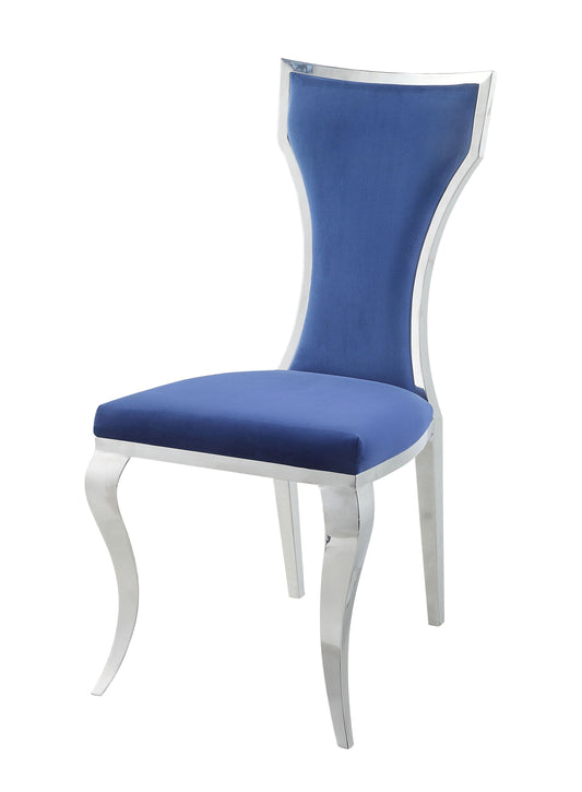 ACME Azriel Side Chair(Set-2), Blue Velvet & Mirroed Silver Finish DN01192 - Enova Luxe Home Store