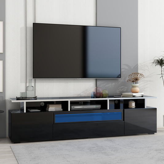 Modern TV Cabinet with LED Color Changing Lights , Black