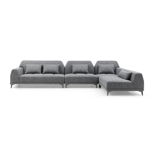 Convertible Sectional Sofa in Grey Fabric