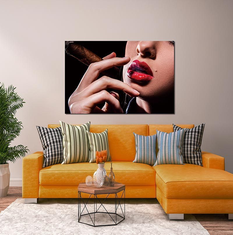 Oppidan Home "Red Lip Cigar" Acrylic Wall Art (32"H x 48"W) - Enova Luxe Home Store