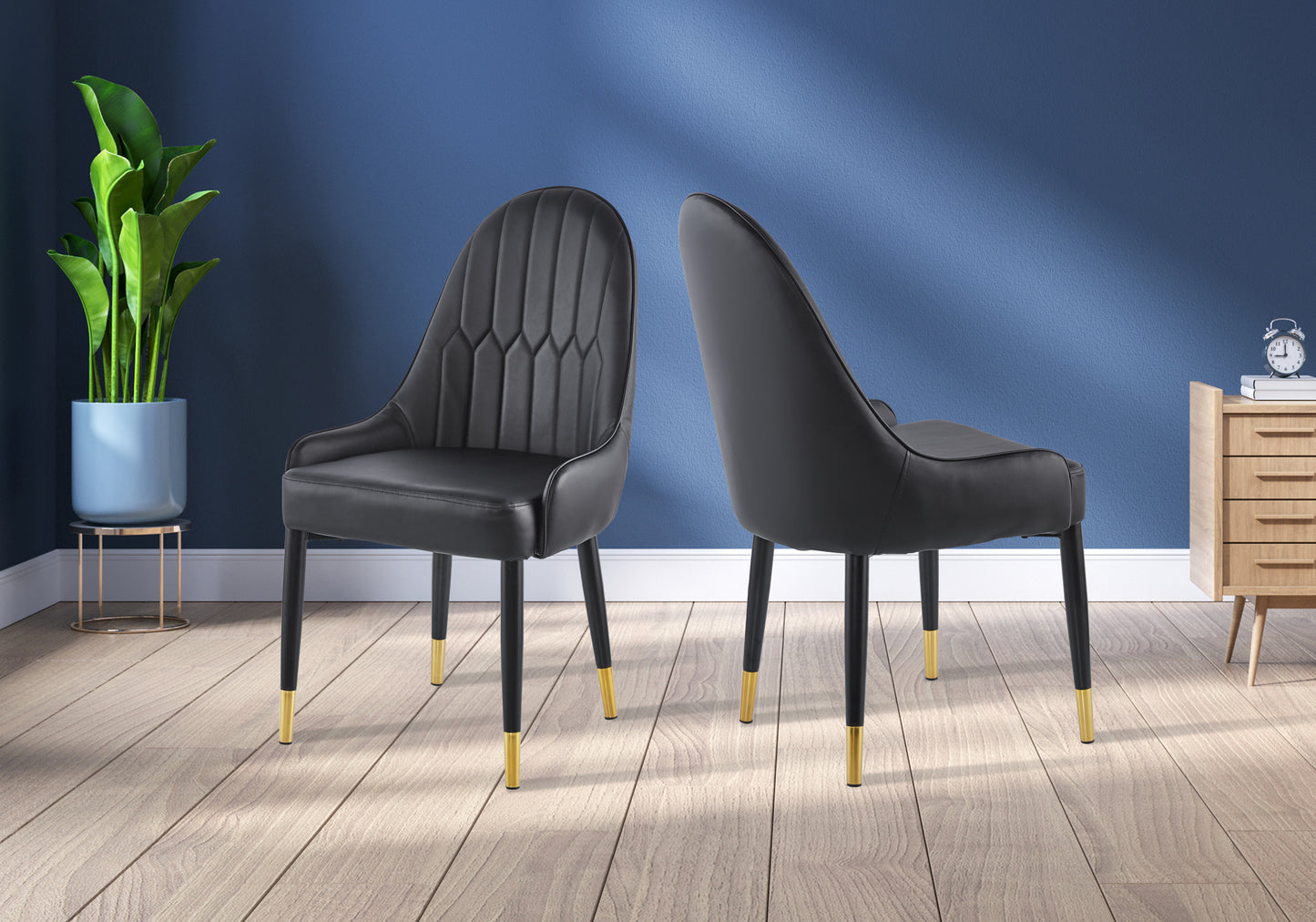 Modern Leatherette Dining Chair Set of 2, Upholstered Accent Dining Chair, Legs with Black Plastic Tube Plug