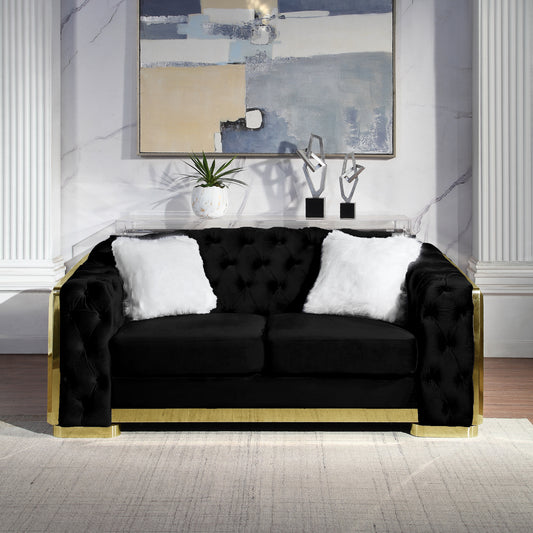 Velvet Stainless Steel Frame Surround Upholstered Loveseat - Enova Luxe Home Store