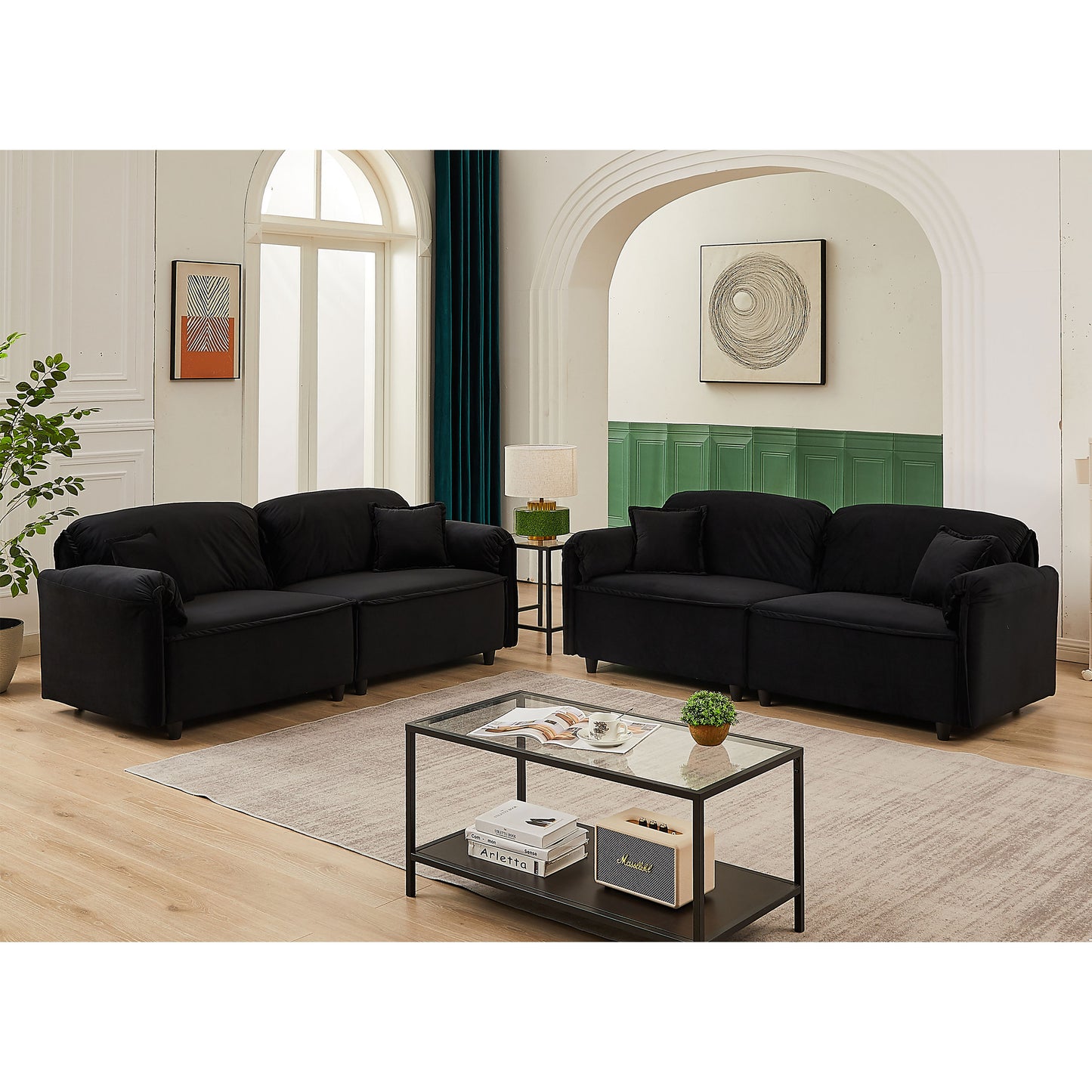 Luxury Modern Style Living Room Upholstery Sofa, velvet