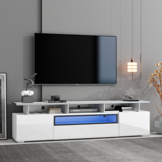 Modern TV Cabinet with LED Color Changing Lights , White
