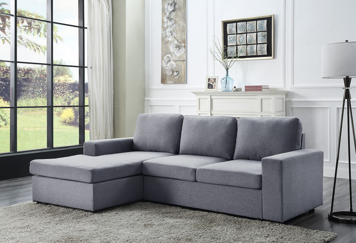 Newlyn Light Gray Linen Reversible Sectional Sofa Chaise - Enova Luxe Home Store