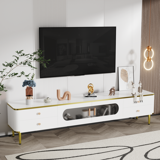 U-Can TV Stand for 65+ Inch TV, Entertainment Center TV Media Console Table, Modern TV Stand with Storage, TV Console Cabinet Furniture for Living Room