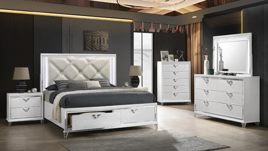Prism Modern Style King 4PC  Bedroom Set with LED Accents & V-Shaped handles - Enova Luxe Home Store