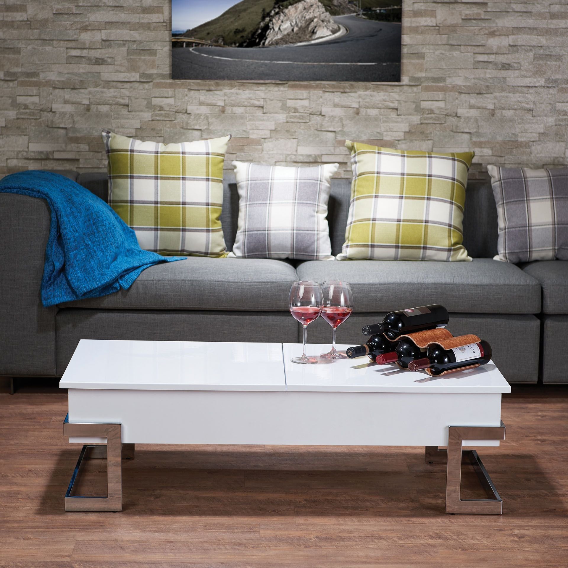 ACME Calnan Coffee Table in White & Chrome 81850 - Enova Luxe Home Store