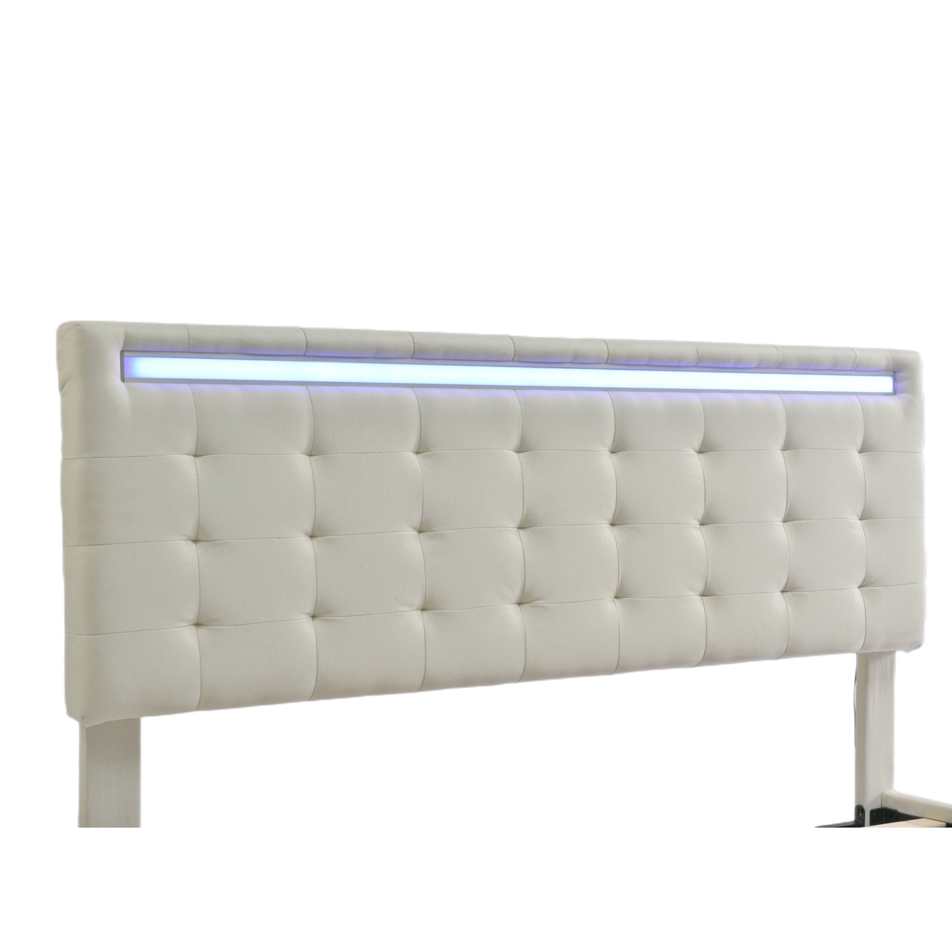 Queen Size Floating Bed Frame with LED Lights and USB Charging,Modern Upholstered Platform LED Bed Frame,Beige - Enova Luxe Home Store