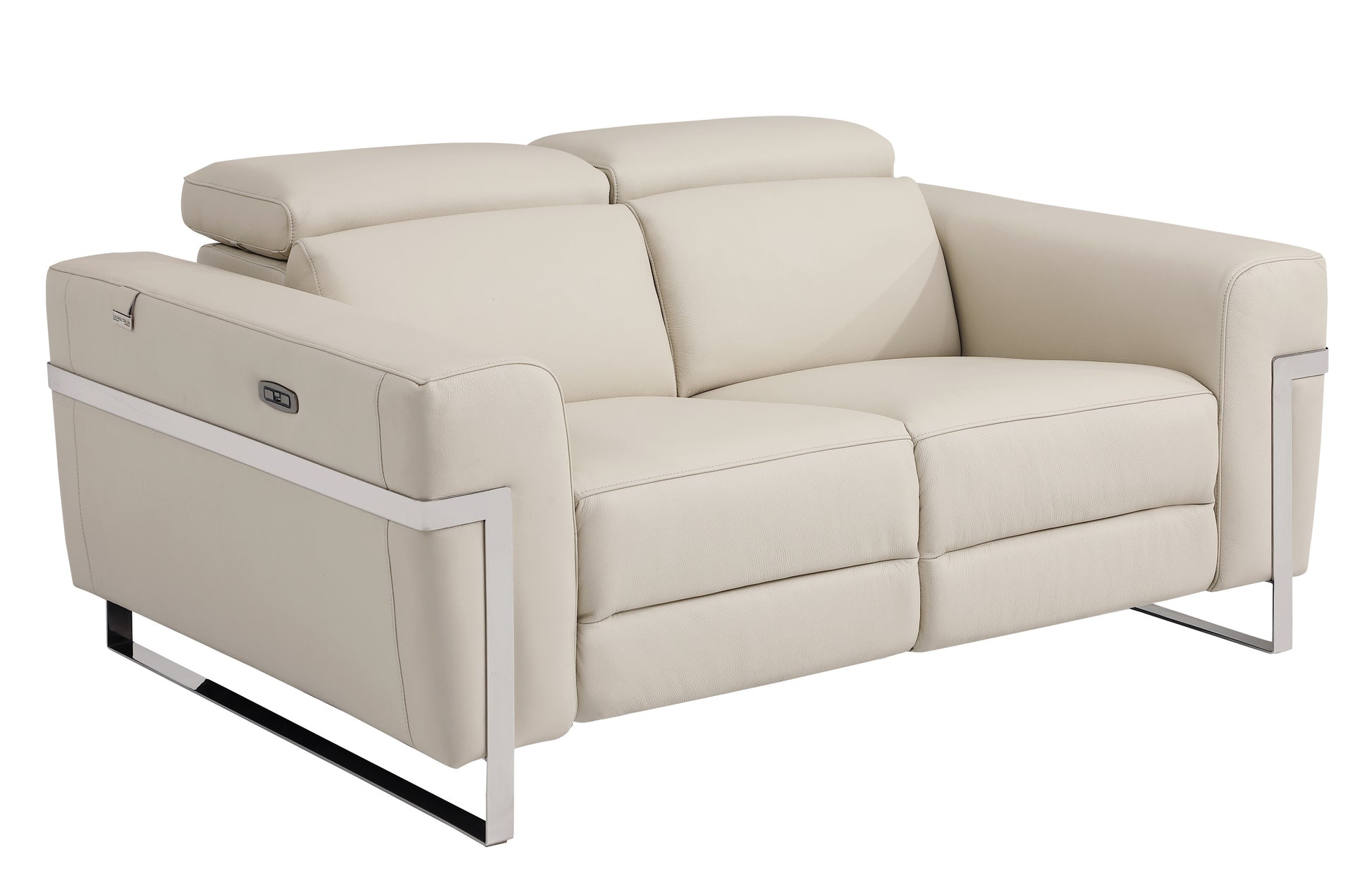 Global United Top Grain Italian Leather Loveseat with Power Recliner - Enova Luxe Home Store