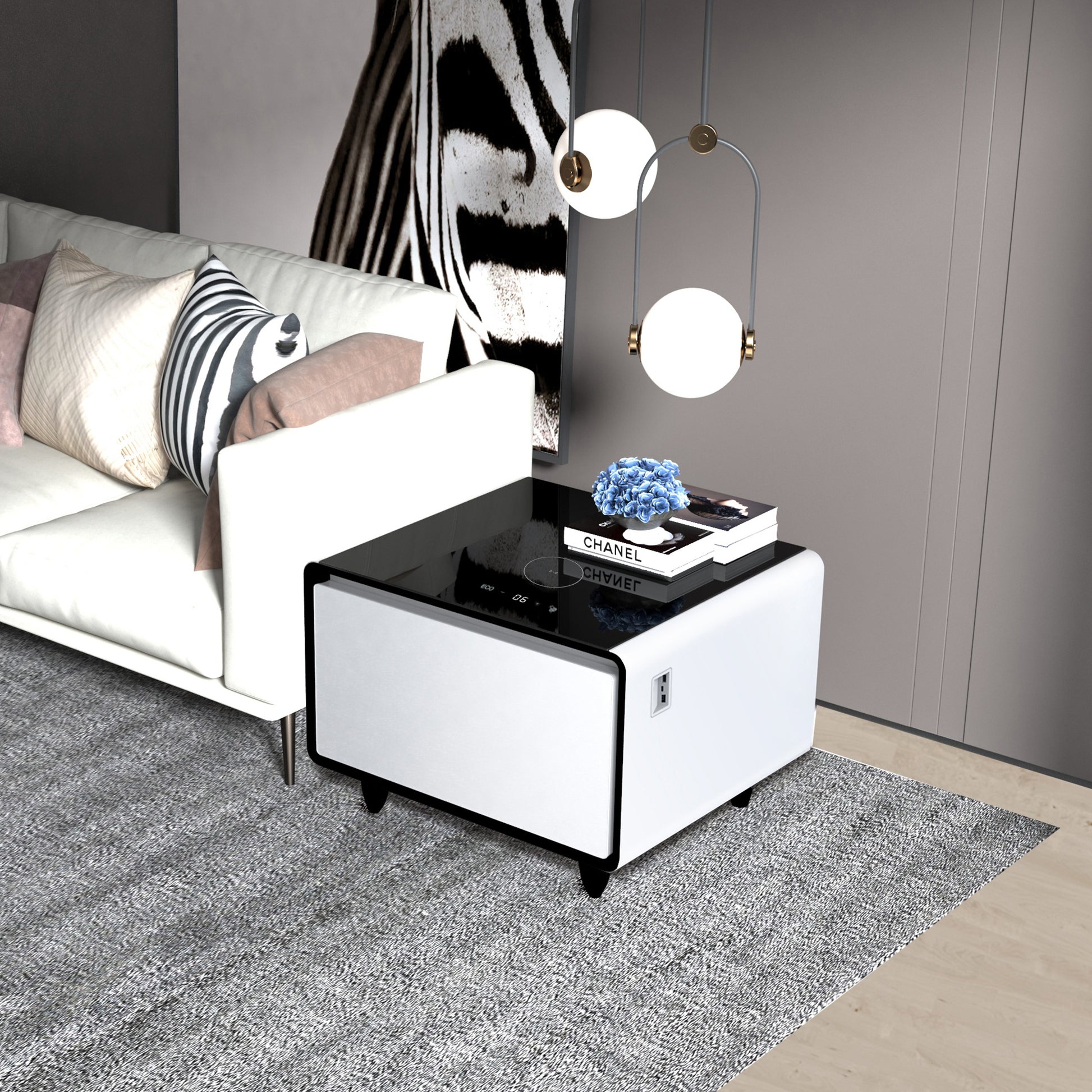 Modern Smart Side Table with Built-in Fridge - Enova Luxe Home Store
