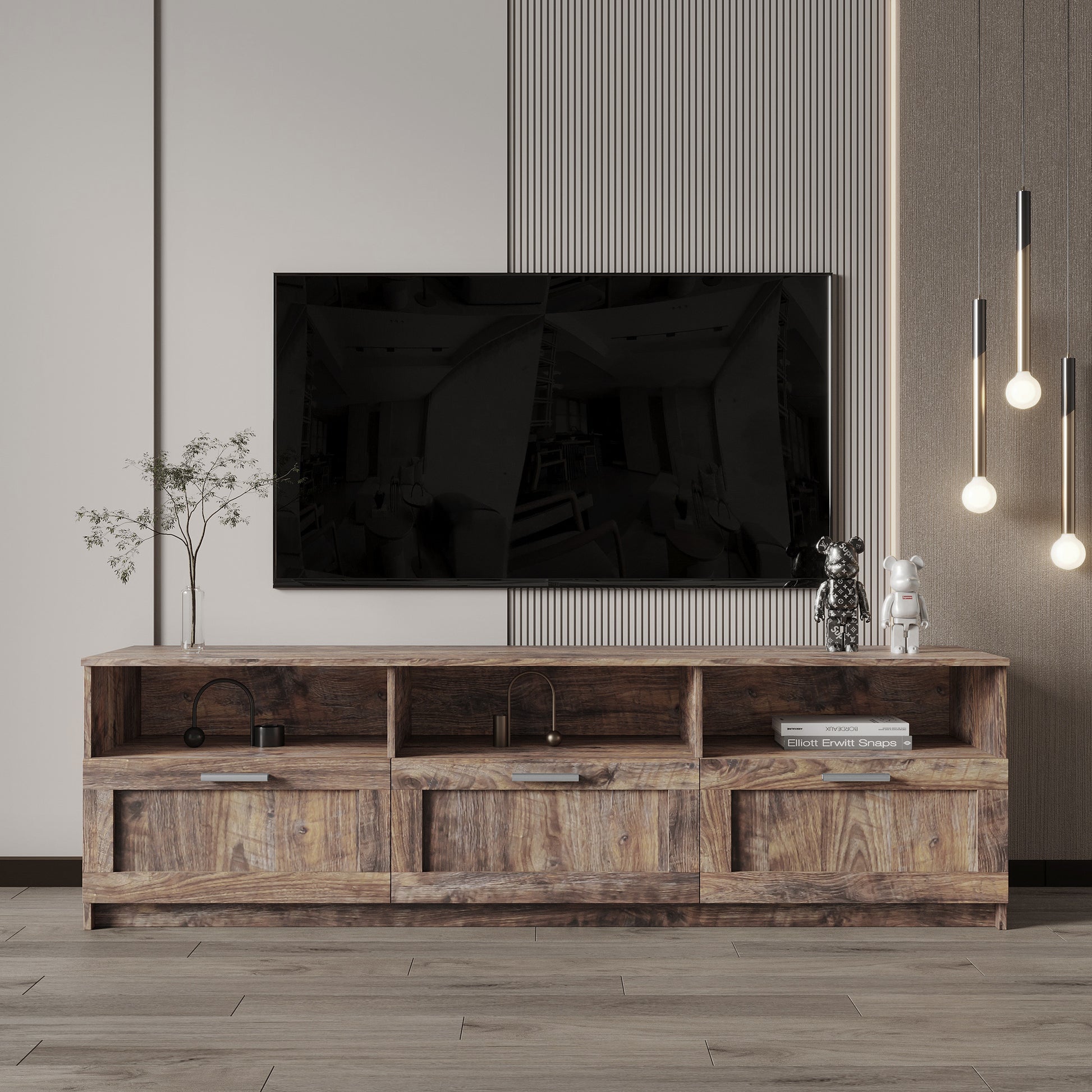 Modern minimalist TV cabinet 80 inch TV stand, open locker Living Room Bedroom - Enova Luxe Home Store