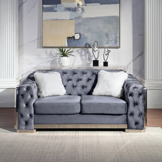 Velvet Stainless Steel Frame Surround Upholstered Loveseat - Enova Luxe Home Store