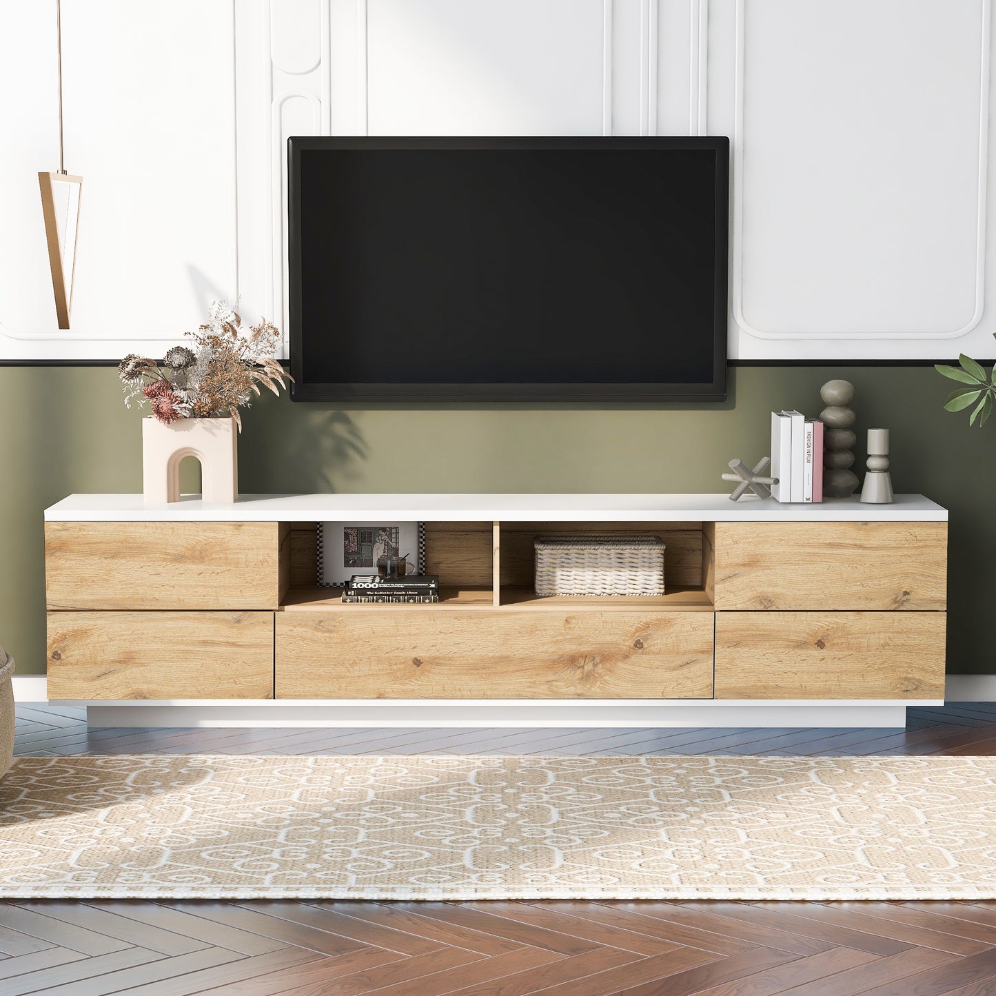 Modern TV stand for TVs up to 80'' , Media Console with Multi-Functional Storage, Entertainment Center  with Door Rebound Device, TV cabinet for living room,Bedroom