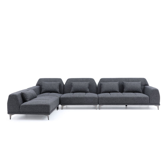 Modern Convertible Sectional Sofa in DARK Grey Fabric