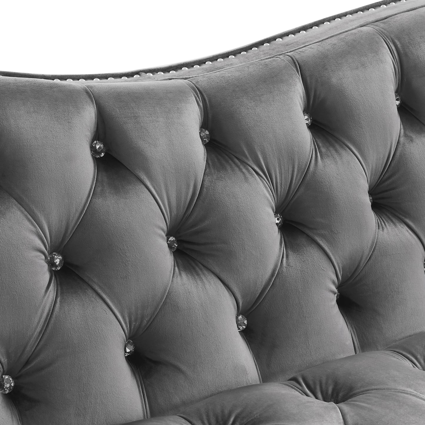 Grey Light Luxury Crystal Feet Tufted 2P Sofa - Enova Luxe Home Store