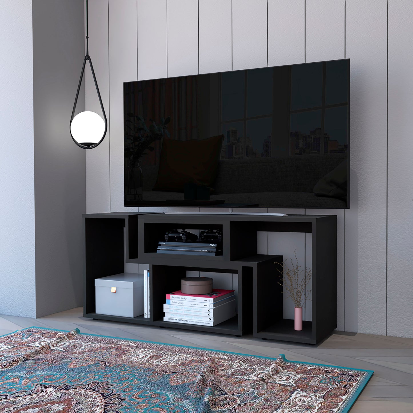 Anacapa Rectangle Reversible TV Stand Black - Enova Luxe Home Store