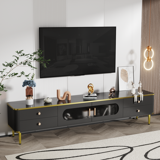 U-Can TV Stand for 65+ Inch TV, Entertainment Center TV Media Console Table, Modern TV Stand with Storage, TV Console Cabinet Furniture for Living Room
