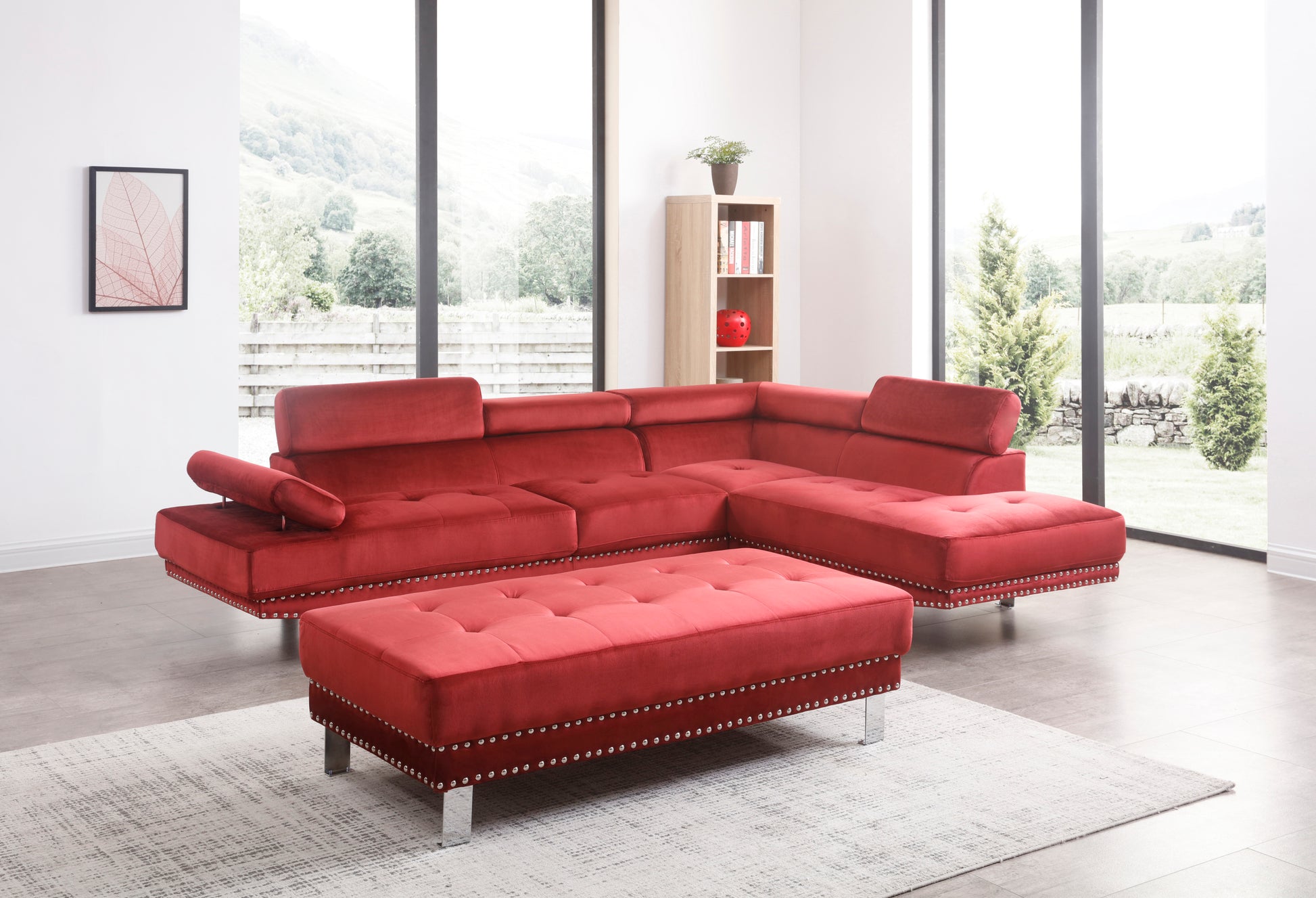 Glory Furniture Derek G373-SC Sectional , CHERRY - Enova Luxe Home Store