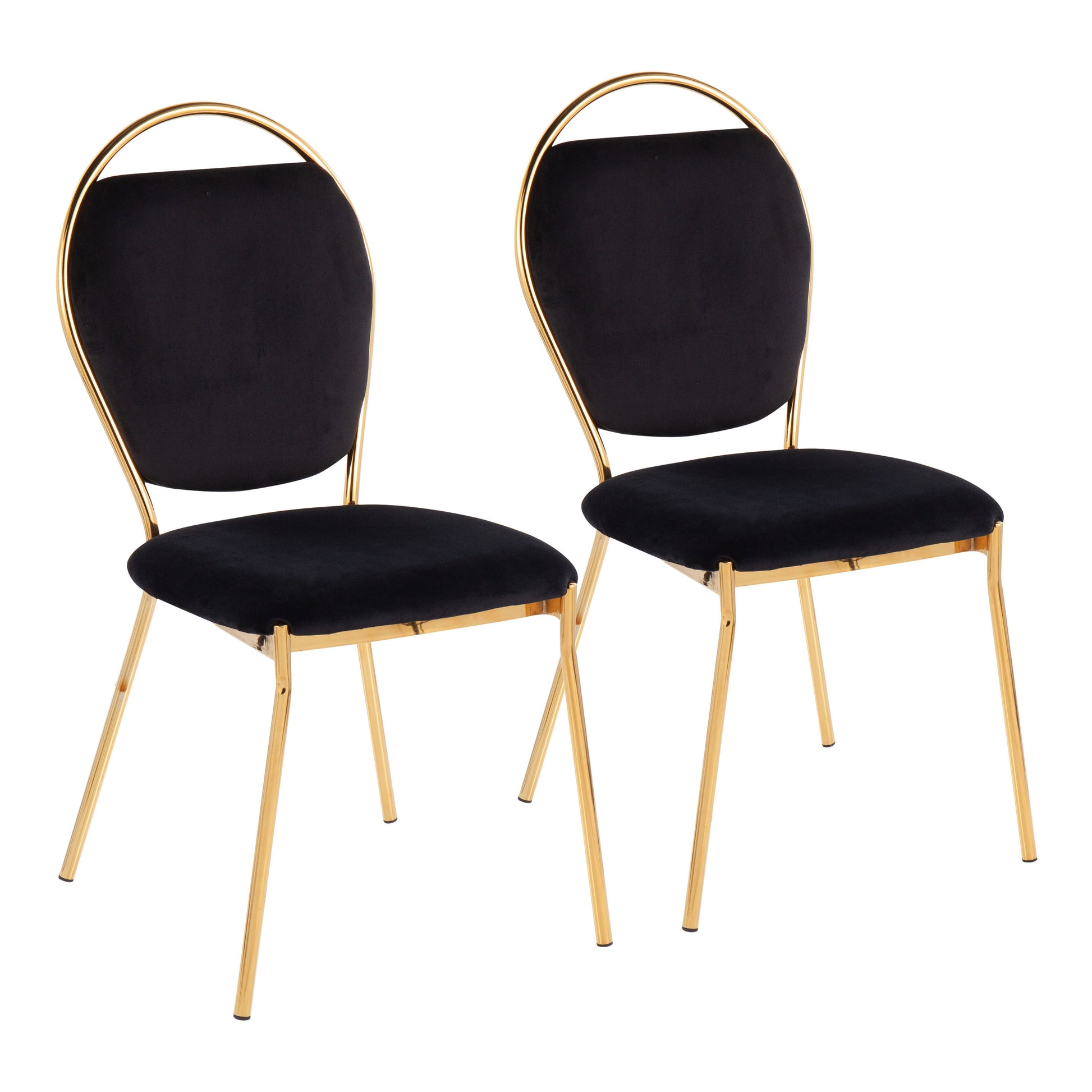 Keyhole Contemporary/Glam Dining Chair in Gold Metal and Black Velvet by LumiSource - Set of 2 - Enova Luxe Home Store